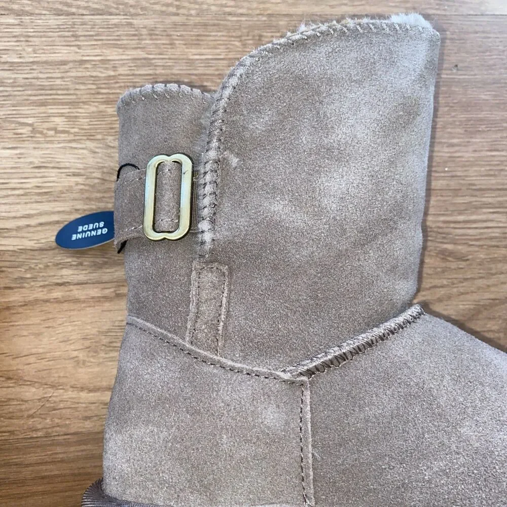 Style & Co Teenyy Suede Winter Booties Mushroom Faux Fur Lined Boots Size 5 NEW